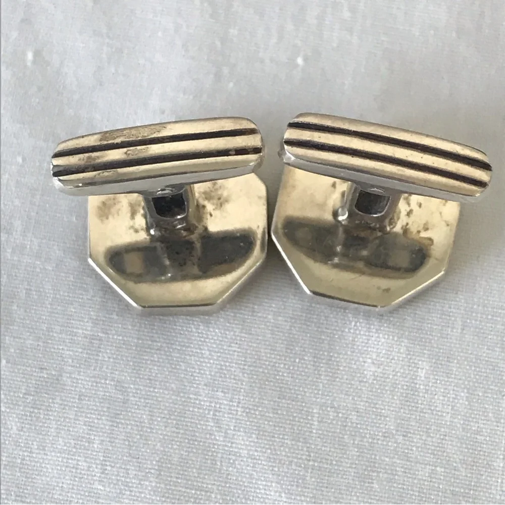 Beautiful Vintage 18kt gold plated Sterling Silver and Onyx Cufflinks It…